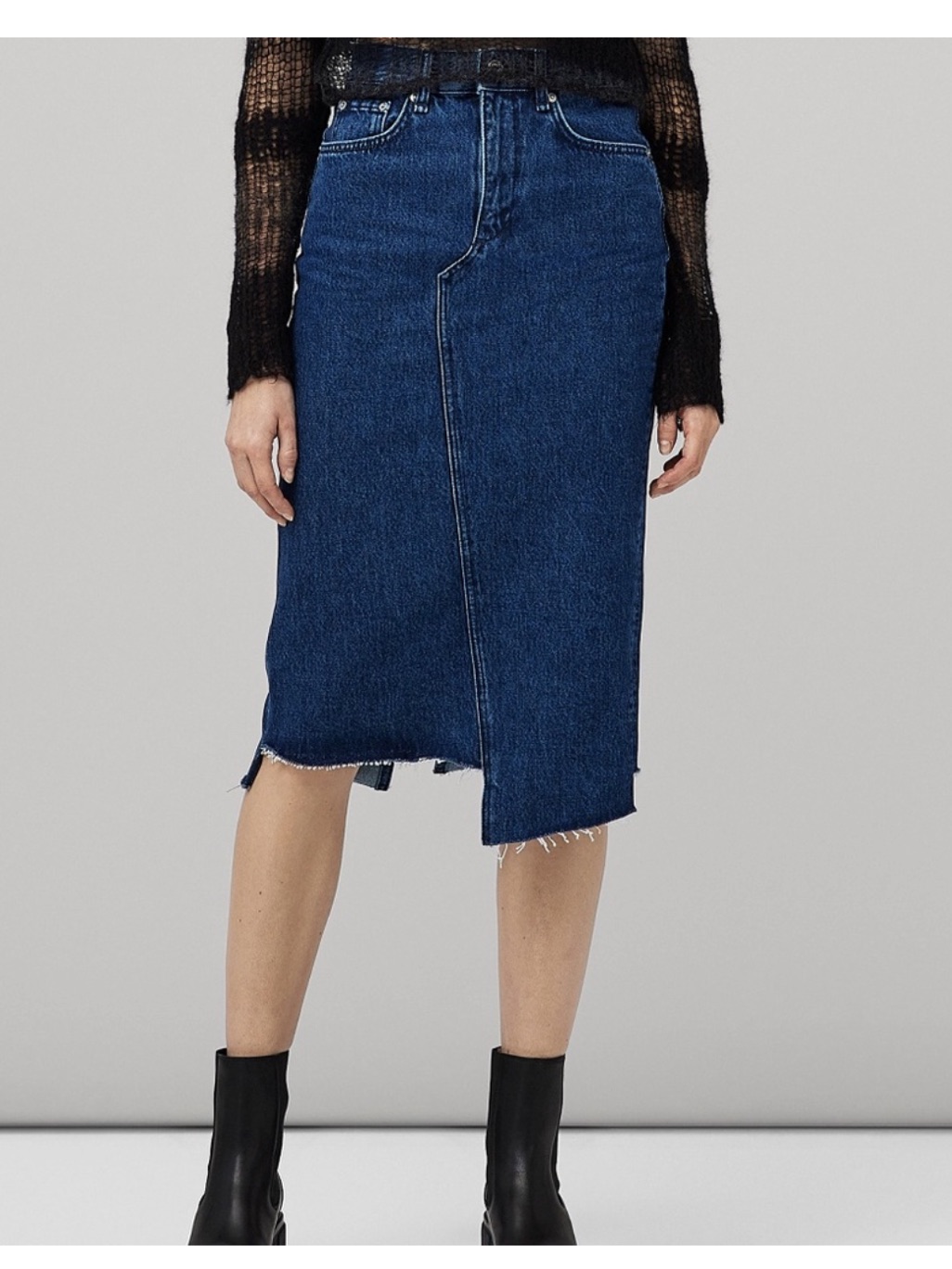 Nwt Rag & Bone Sukato Denim Midi Skirt 29